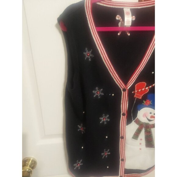 Holiday Time Christmas Vest Size Large Snowman Ugly Christmas Sweater Candy Cane - Picture 3 of 9